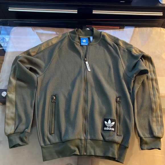 Lot of 3 Adidas Medium and Large Olive and Pink Track Jacket Sweatshirt - Picture 6 of 13